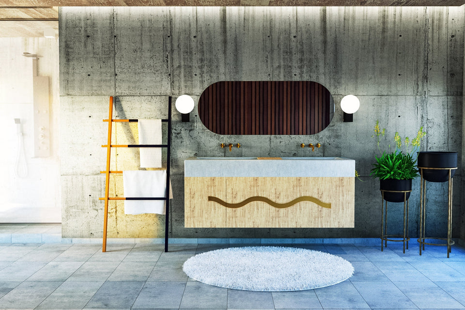 Swirling Concrete River Vessel Sink: A Natural Beauty for Your Modern or Rustic Bathroom