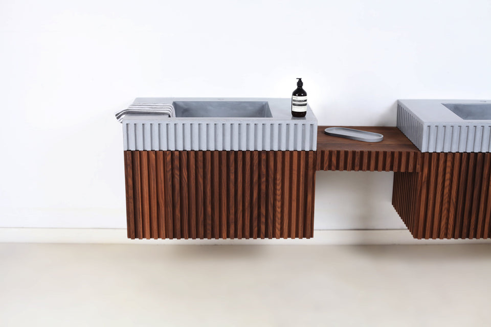 Modern Vanity Concrete Sink Strip, Design full set 8'-10''x 1'-10'', Double Sink, Twin Vanities, Mirrors, and Makeup Station".