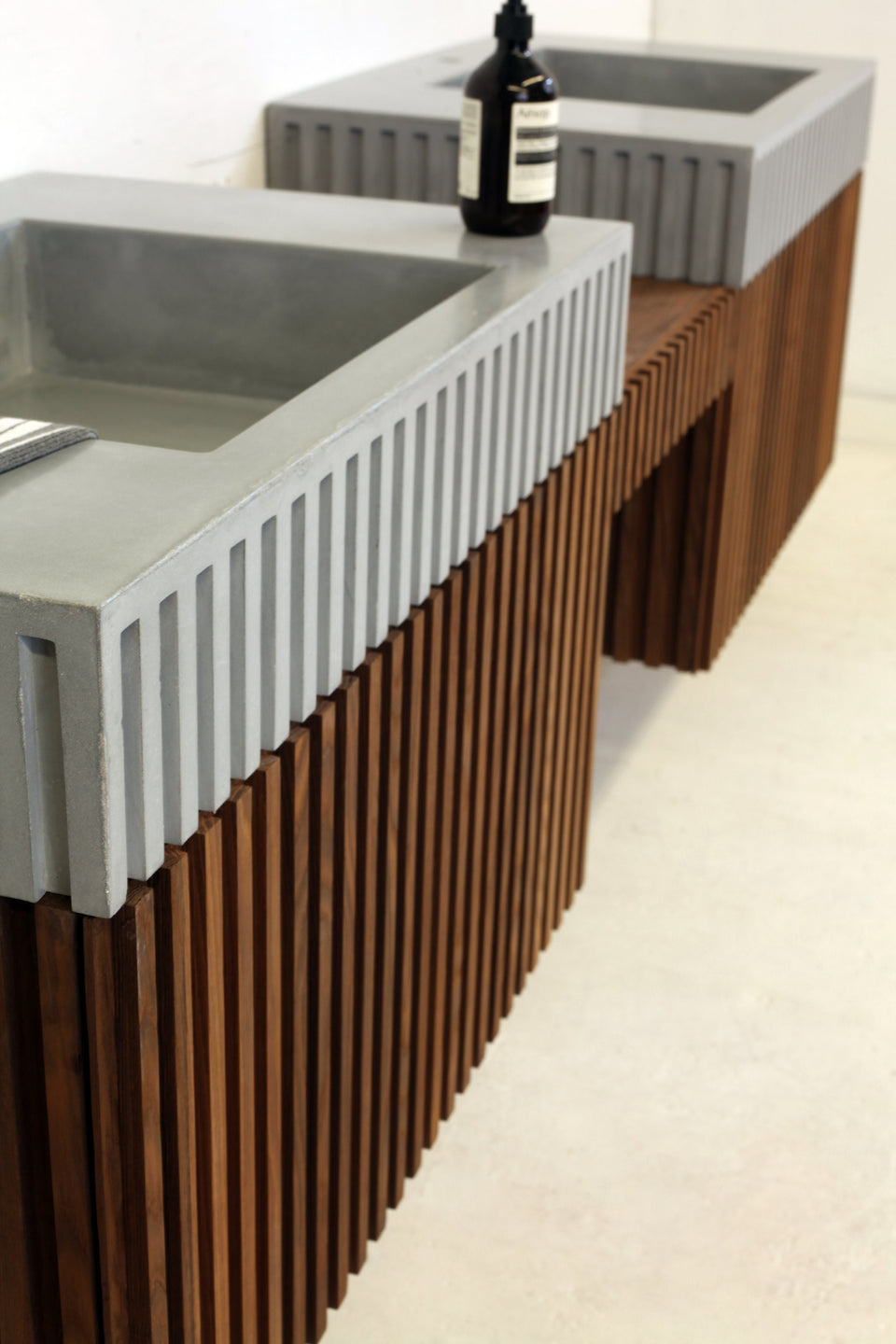 Modern Vanity Concrete Sink Strip, Design full set 8'-10''x 1'-10'', Double Sink, Twin Vanities, Mirrors, and Makeup Station".