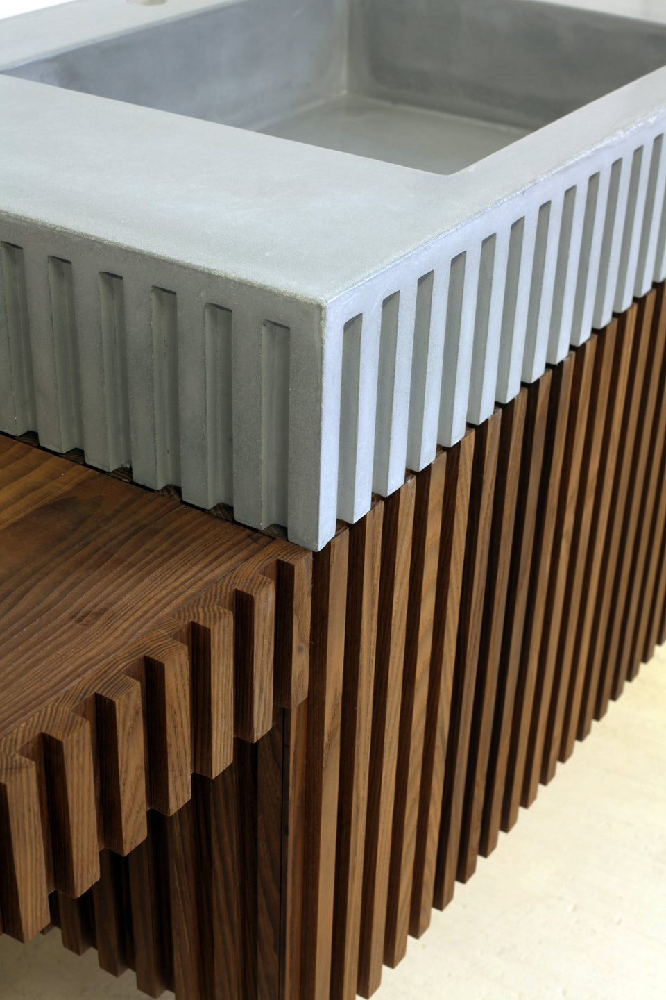 Modern Vanity Concrete Sink Strip, Design full set 8'-10''x 1'-10'', Double Sink, Twin Vanities, Mirrors, and Makeup Station".