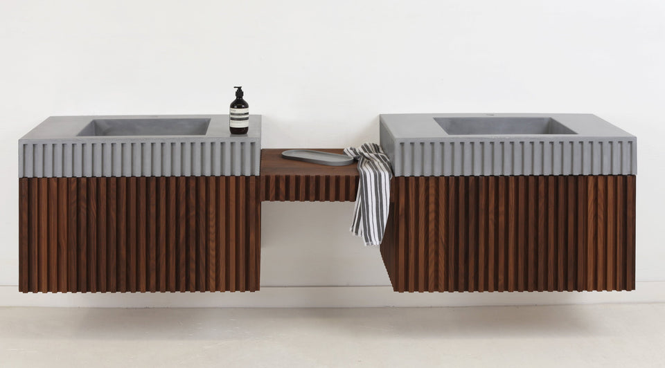 Modern Vanity Concrete Sink Strip, Design full set 8'-10''x 1'-10'', Double Sink, Twin Vanities, Mirrors, and Makeup Station".