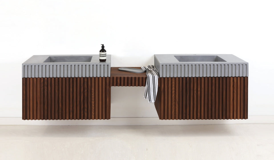 Modern Vanity Concrete Sink Strip, Design full set 8'-10''x 1'-10'', Double Sink, Twin Vanities, Mirrors, and Makeup Station".