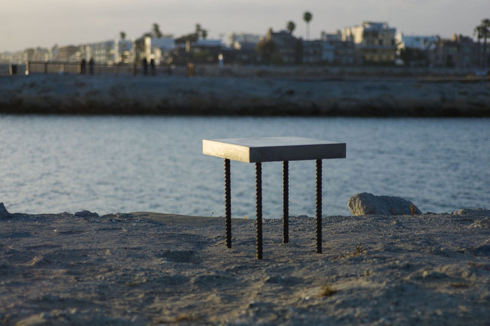 Modern Concrete Coffee Table: Rebar Design, UHPC, Waterproof, 23" Height. Monumental Custom Concrete and Metal design. #ConcreteFurniture.