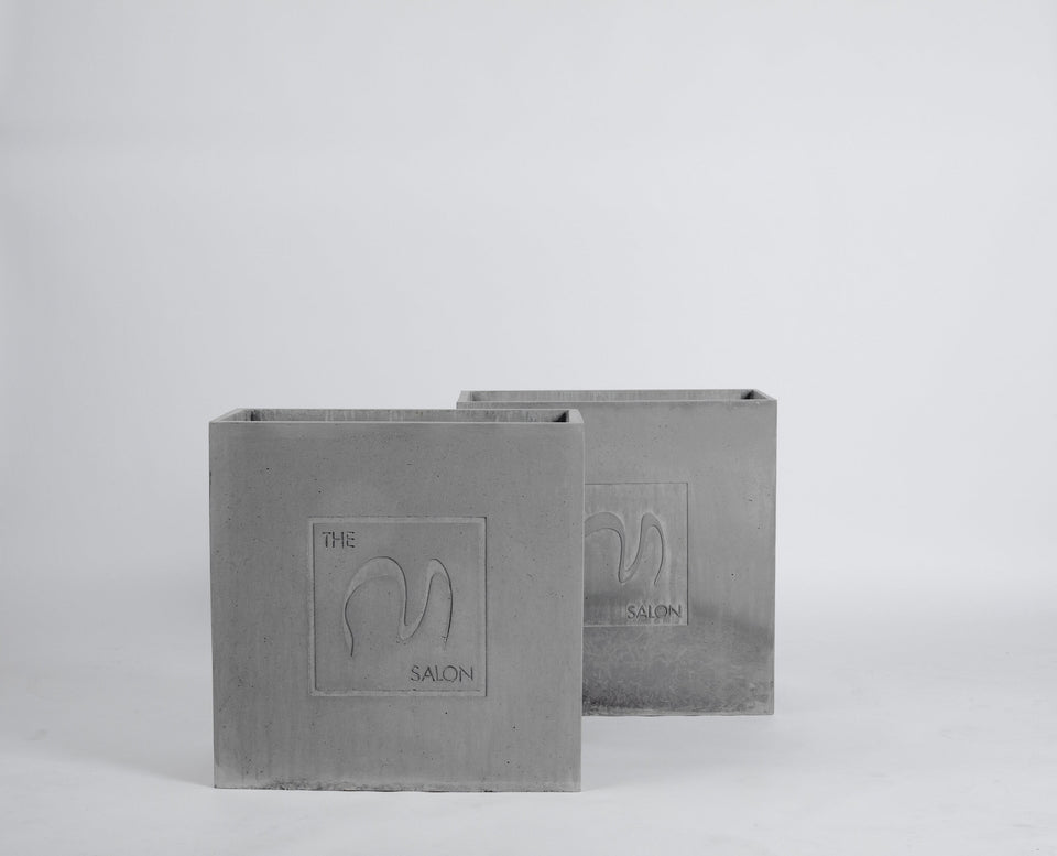 Concrete Planter Custom Design or Business Logo, Modern Gray Concrete planter, concrete vase, custom size and color.
