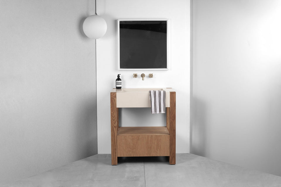 Plus Design Concrete Sink with Vanity | Handmade UHPC, Fiberglass Reinforced | Waterproof | Customizable Dim | Modern Luxury Bathroom Ideas