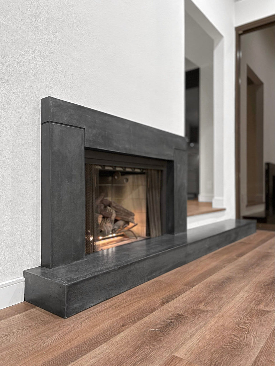 Custom Made Modern Concrete Fireplace | Handmade UHPC, Fiberglass Reinforced | Elevate Your Living Space with Style and Functionality!