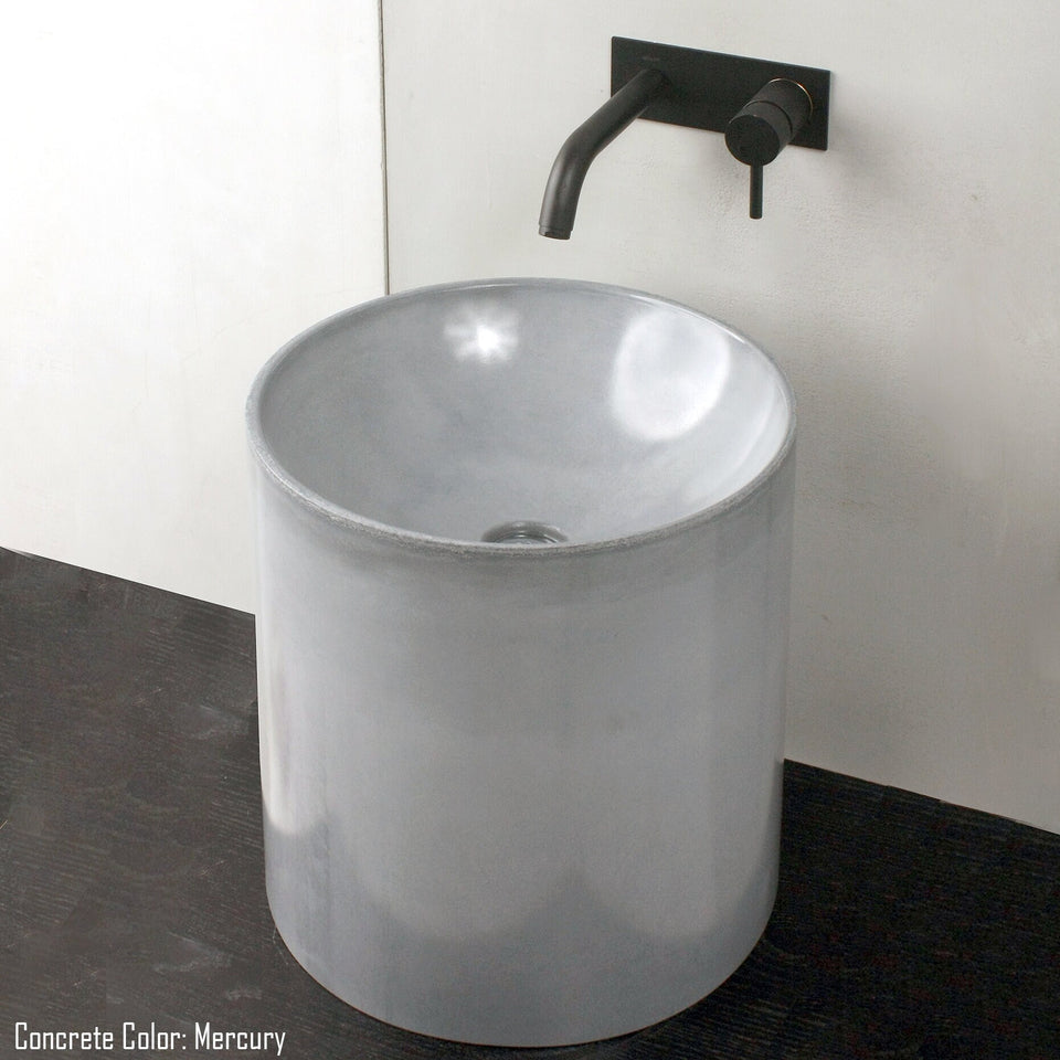 Concrete Vessel Sink, Cylinder Concrete Sink, Handmade UHPC, Fiberglass Reinforced | Waterproof | Modern Luxury Bathroom Ideas. Custom Sink