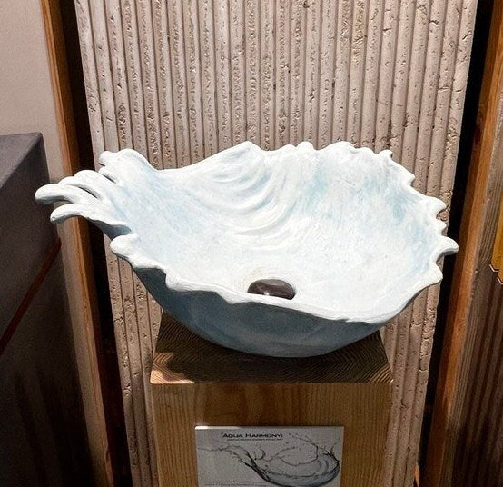 Modern Concrete Sink Drop, Handmade, UHPC, Waterproof, Customizable Dim, Modern Luxury Bathroom Ideas, interior design, Concrete Furniture.