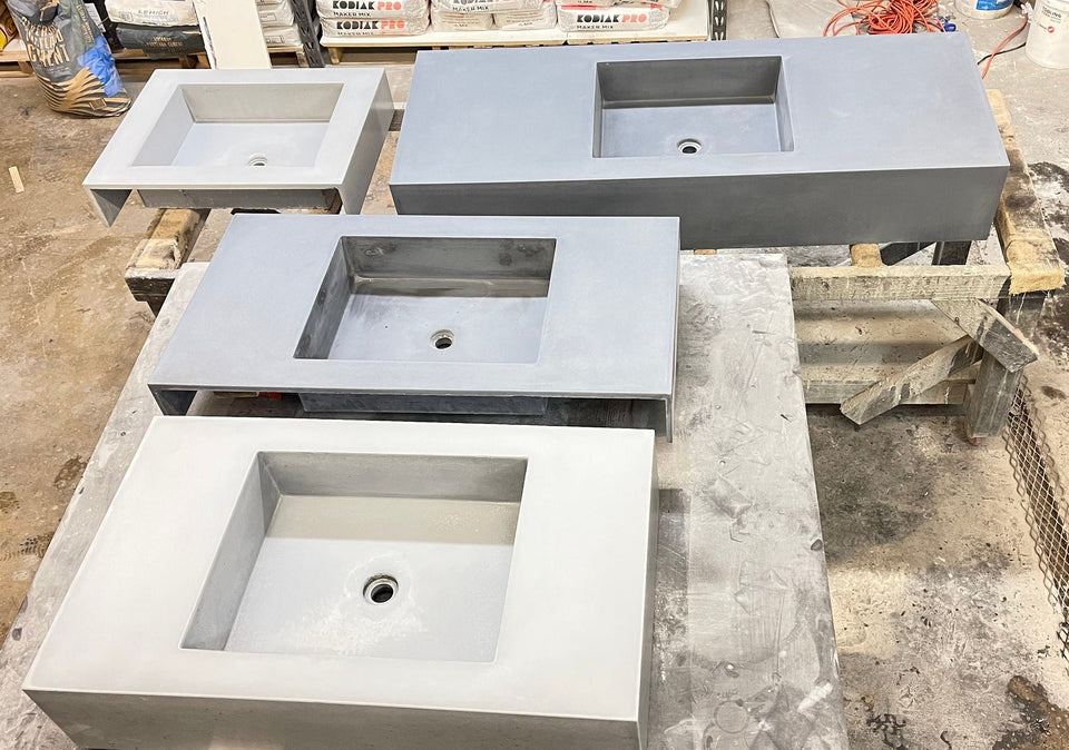 Concrete Sink Floating adjustable width, Wall Mounted/