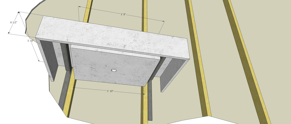 Concrete Sink Floating adjustable width, Wall Mounted/