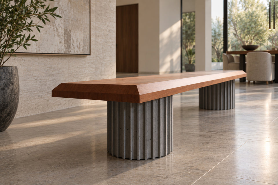 Colonnade Walnut Concrete Bench