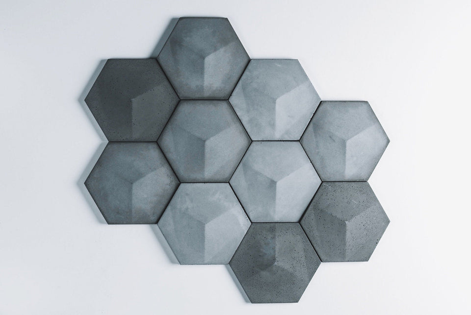 3D Concrete Hexagon Tiles Custom Set