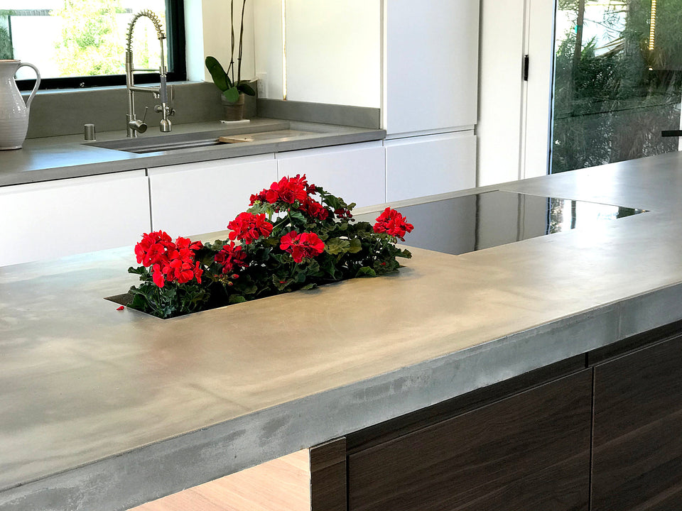 Custom Concrete Countertop, Handmade UHPC, Waterproof, Luxury kitchen Ideas, Modern bathroom countertop for interior, minimal simple design