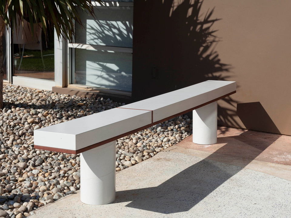 Kintsugi Concrete Bench - 96" - Wood Accent - Indoor/Outdoor - Handcrafted