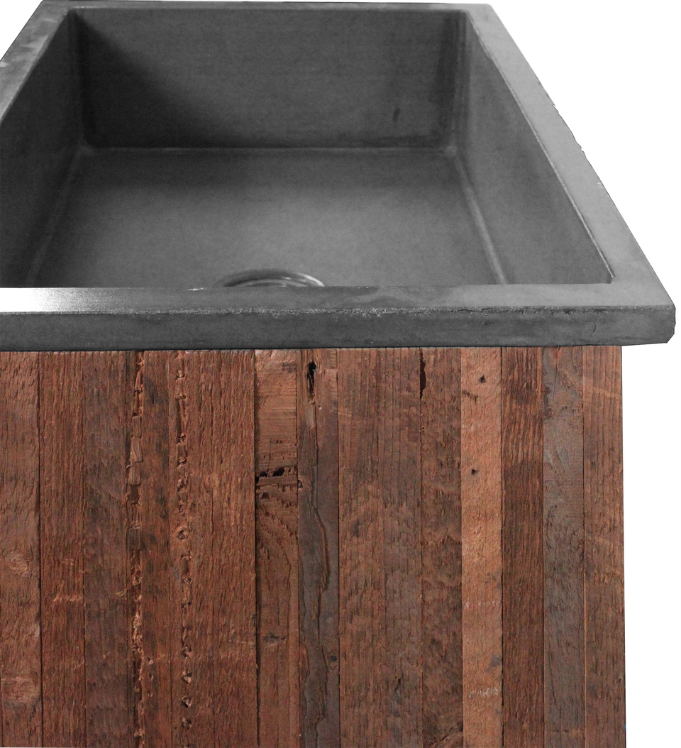 As Is! Rustic Concrete and Wood Pedestal Farm Sink