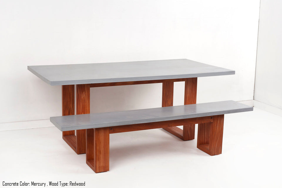 Concrete Modern Indoor/Outdoor Dining and Bench Set